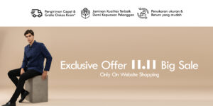 Kemeja Pria Salur Cokelat Katun Lengan Panjang