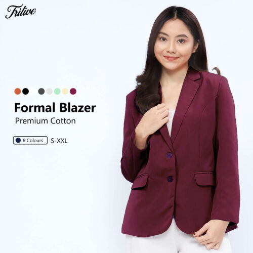 TRILIVE - Jas Blazer Wanita Semi Formal Full Furing Slimfit Casual Untuk Kantor