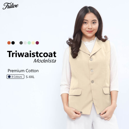 TRILIVE - Rompi Wanita Casual Waistcoat Stylish Vest Outer Daily Look