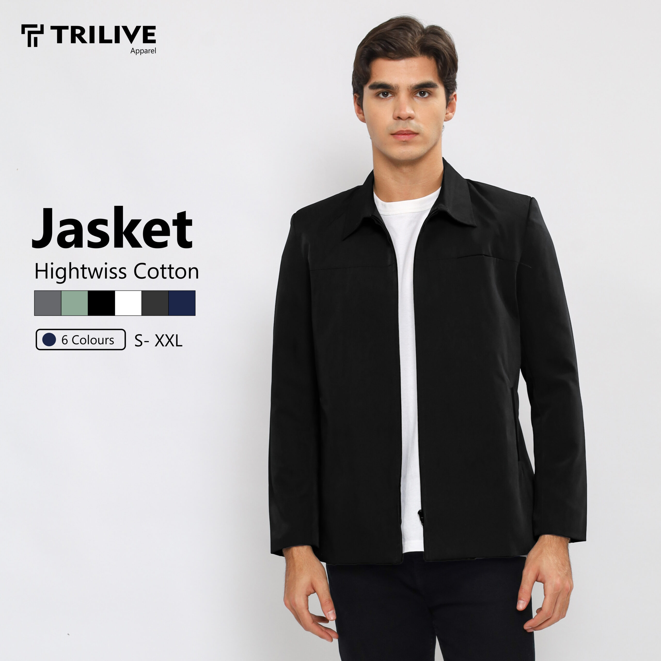 Trilive - Jasket Pria Dewasa Jas Zipper Formal dan Casual