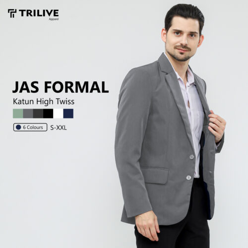 TRILIVE - Jas Blazer Pria Formal Kancing Dua Slimfit