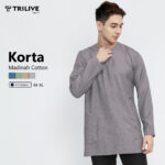 TRILIVE - Baju Koko Pria Model Polos Lengan Panjang